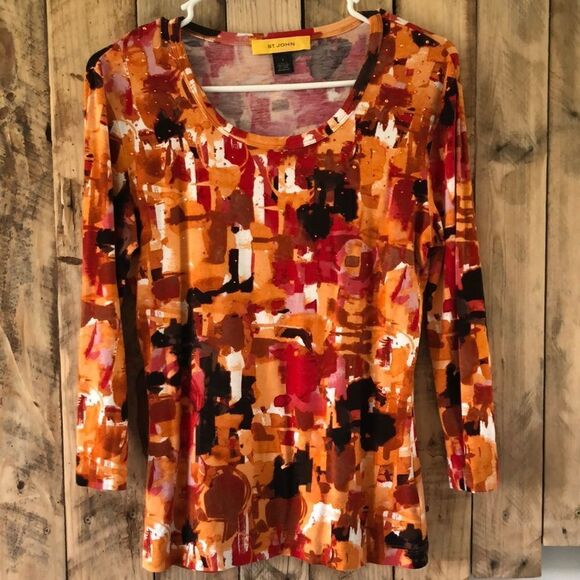 St. John Abstract Crystal Studded Top Size Small - Picture 1 of 15
